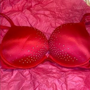 Victoria Secret Rhinestone encrusted Red Bra 34 D